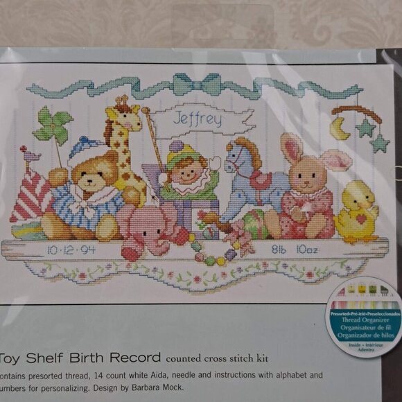 Dimensions Toy Shelf Birth Record Counted Cross Stitch Kit NWT - Picture 2 of 5